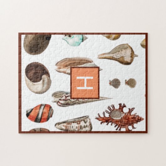 Custom Nautical Coral tan aquamarin Seashells Beac Puzzle (Horizontal)