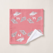 Custom Nautical Coral White Seashell Beach House Badhandtuch Set (Waschlappen)