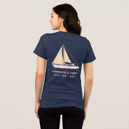 Custom Nautical Matching Family Boat Trip Tri-Blend Shirt (Rückseite voll)