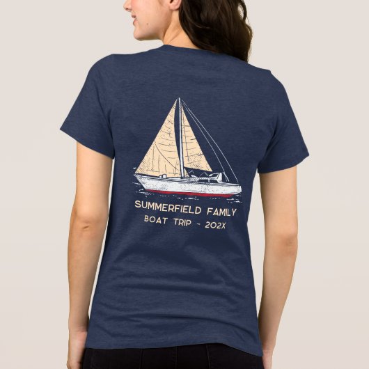 Custom Nautical Matching Family Boat Trip Tri-Blend Shirt (Rückseite)