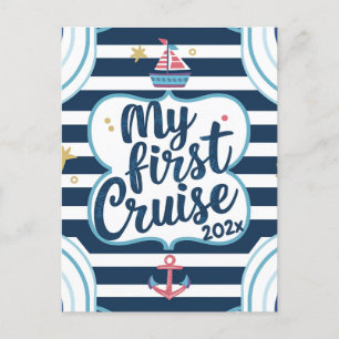 Custom nautical my first cruise postkarte