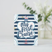 Custom nautical my first cruise postkarte (Stehend Vorderseite)