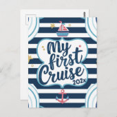 Custom nautical my first cruise postkarte (Vorne/Hinten)