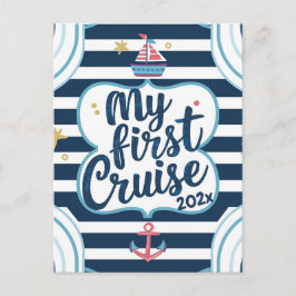 Custom nautical my first cruise postkarte