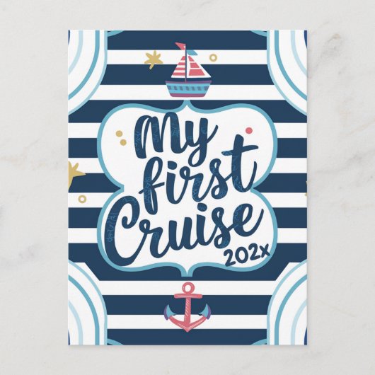Custom nautical my first cruise postkarte (Vorderseite)