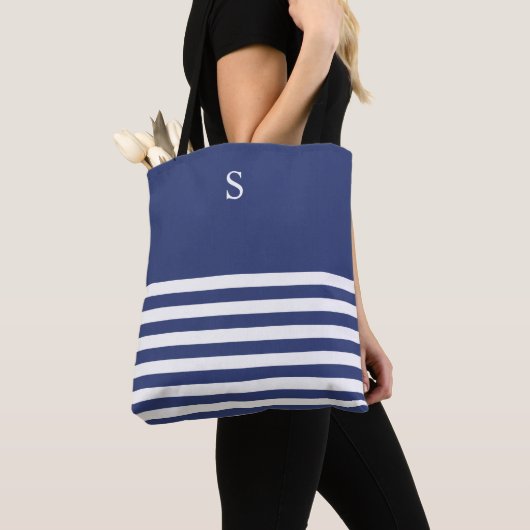 Custom Nautical Navy and White Strike Tote Bag Tasche (Von Nahem)
