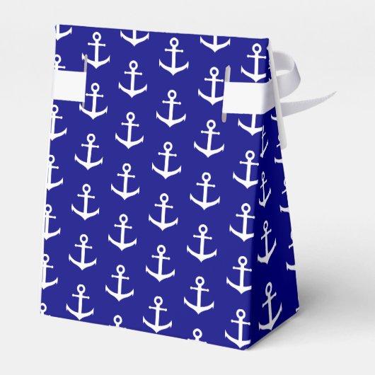 Custom Nautical Navy Blue and White Baby Shower Geschenkschachtel (Rückseite)