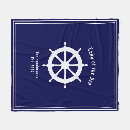 Custom Nautical Navy Blue Fleecedecke (Vorderseite (Horizontal))