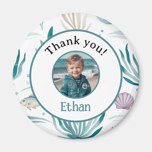 Custom Nautical Ocean Thank You Photo Magnet (Vorne)