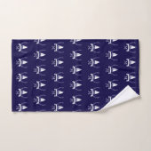 Custom Nautical Sailboat Bad Ocean Navy Blue Badhandtuch Set (Handtuch)