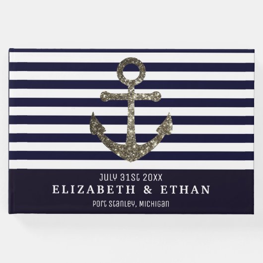 Custom Nautical Sailing Themed Wedding Guest Book Gästebuch (Vorderseite)