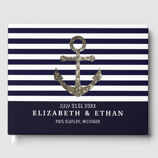 Custom Nautical Sailing Themed Wedding Guest Book Gästebuch (Vorderseite)