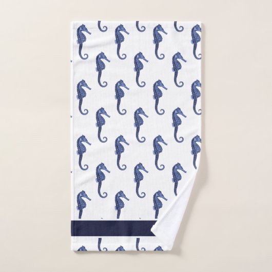 Custom Nautical Seepferd Bad Sea Blue Bath to Badhandtuch Set (Handtuch)