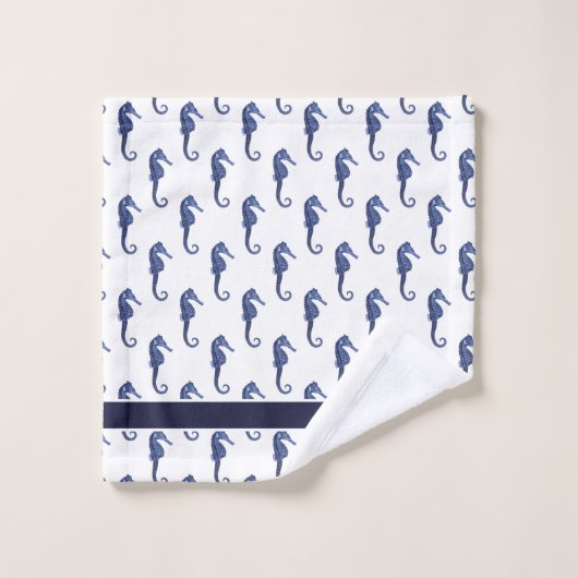 Custom Nautical Seepferd Bad Sea Blue Bath to Badhandtuch Set (Waschlappen)