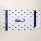 Custom Nautical Seepferd Bad Sea Blue Strandtuch (Vorderseite)