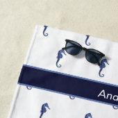 Custom Nautical Seepferd Bad Sea Blue Strandtuch (Beispiel)