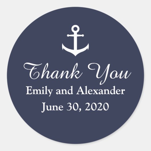 Custom Nautical Wedding Dankeschön Sticker (Vorderseite)