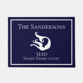 Custom Nautical White Navy Blue Mermaid Doat matt Fußmatte (Vorderseite)