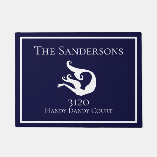 Custom Nautical White Navy Blue Mermaid Doat matt Fußmatte (Vorderseite)