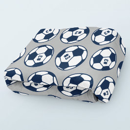 Custom Navy Blue and Gray Soccer Ball Muster Fleecedecke