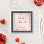 Custom Navy Blue Blush and Gold Brautparty Serviette (Beispiel)