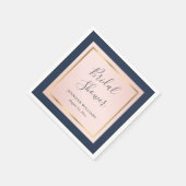 Custom Navy Blue Blush and Gold Brautparty Serviette (Ecke)
