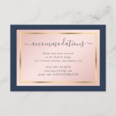 Custom Navy Blue Blush Gold Hochzeitsunterkunft Begleitkarte (Vorderseite)