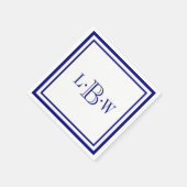 (Custom) Navy Blue Border Mit Monogramm Serviette (Ecke)