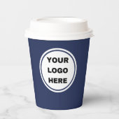 Custom Navy Blue Business Logo Expresso Barista Pappbecher (Vorderseite)