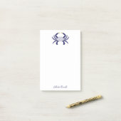 Custom Navy Blue Crab, Coastal Sticky Notes Post-it Klebezettel (Auf Schreibtisch)