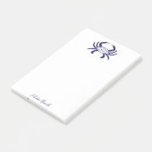 Custom Navy Blue Crab, Coastal Sticky Notes Post-it Klebezettel (angewinkelt)