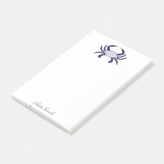 Custom Navy Blue Crab, Coastal Sticky Notes Post-it Klebezettel (angewinkelt)