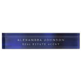 Custom Navy Blue Elegante Beruflich Business Namensplakette (Vorderseite)