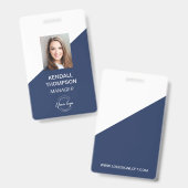 Custom Navy Blue Employee Foto Company Security Ausweis (Vorder- & Rückseite)