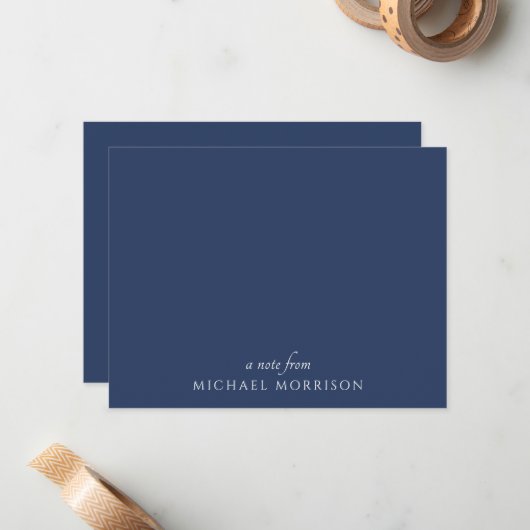 Custom Navy Blue Flat Note Card Mitteilungskarte (Vorderseite/Rückseite Beispiel)