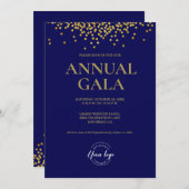 Custom Navy Blue Gold Konfetti Logo Gala Corporate Einladung (Vorne/Hinten)