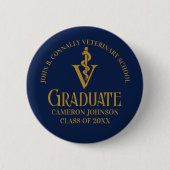 Custom Navy Blue Gold Veterinary School Abschluss Button (Vorderseite)