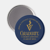 Custom Navy Blue Gold Veterinary School Abschluss Magnet (Vorderseite/Rückseite)