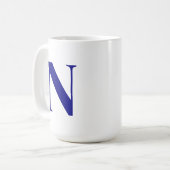Custom Navy Blue Letter Personalisiert Mono Initia Kaffeetasse (Vorderseite Links)