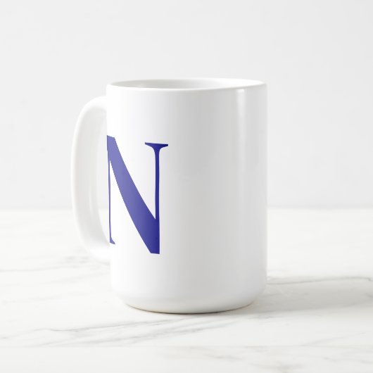 Custom Navy Blue Letter Personalisiert Mono Initia Kaffeetasse (Vorderseite Links)