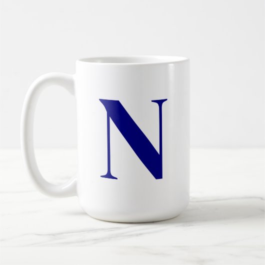 Custom Navy Blue Letter Personalisiert Mono Initia Kaffeetasse (Links)