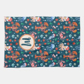 Custom Navy Blue Lobster Crustaceanco Holiday Geschirrtuch (Horizontal)