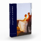 Custom Navy Blue Minimalistisch Wedding Foto Block (Links)