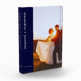 Custom Navy Blue Minimalistisch Wedding Foto Block