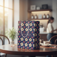 Custom Navy Blue mit Creme Blume Geschenktasche