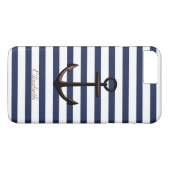 Custom Navy Blue Nautic Brass Anker Case-Mate iPhone Hülle (Rückseite (Horizontal))