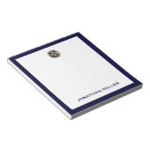 Custom Navy Blue Notepad mit gebürstetem Gold Embl Notizblock (angewinkelt)