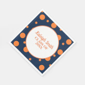 Custom Navy Blue Orange Polka Dot Graduation Party Serviette (Ecke)