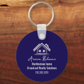 Custom Navy Blue Real Estate Realtor Keychains Schlüsselanhänger (Rückseite)
