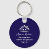 Custom Navy Blue Real Estate Realtor Keychains Schlüsselanhänger (Rückseite)